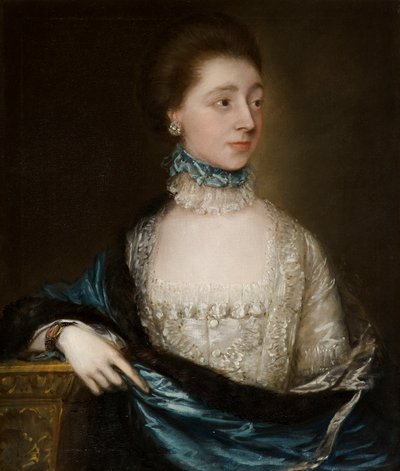 Onbekende Dame met een Blauwe Mantel, ca. 1765 door Thomas Gainsborough